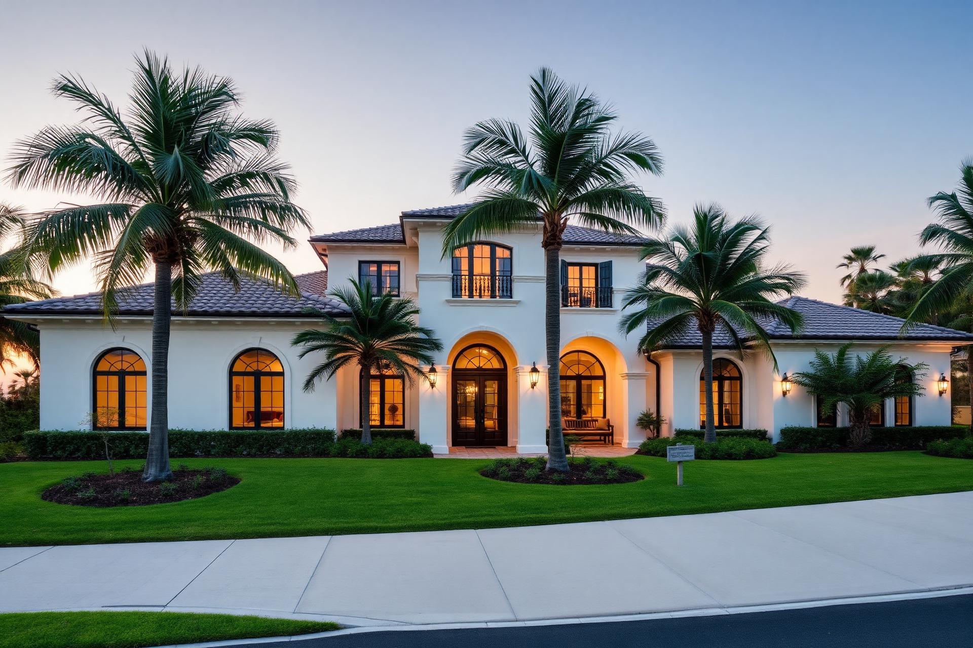 Luxury Naples Florida home at golden hour